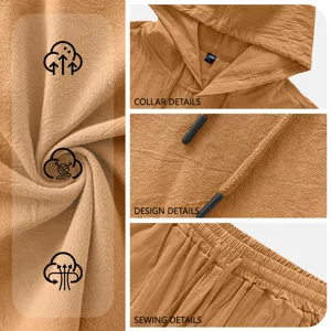 Set tuta casual con cappuccio da uomo, tessuto traspirante con dettagli raffinati.