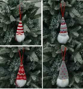 Christmas gnome plush ornament hanging decoration knit faceless doll 4 pack tree decor