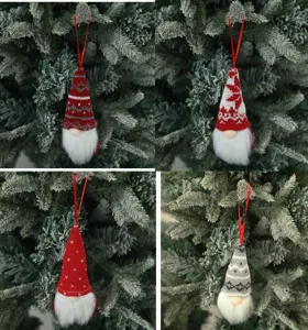 Christmas tree gnome hanging ornament knitted plush faceless doll holiday decoration pendant set