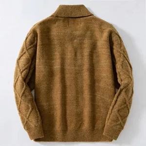 Cardigan maglione trecce melange rétro uomo retro, soprabito pesante autunno inverno caldo.