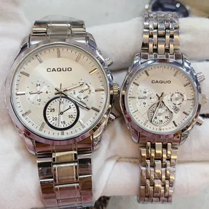 Fashion Stainless Steel Quartz Watch For Couples Business Large Dial Chronograph Wristwatch Alloy Case Calendar Analog Pointer Clock