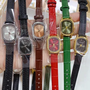 SUNLIFEX montre femme vintage petit cadran carre bracelet en cuir quartz elegante