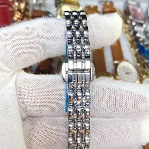 Stainless steel replacement watch band silver metal link strap with deployment clasp