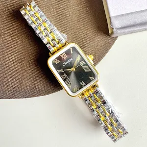 Orologio Donna Rettangolare SUNLIFEX Numeri Romani Cinturino Acciaio Bicolore Vintage