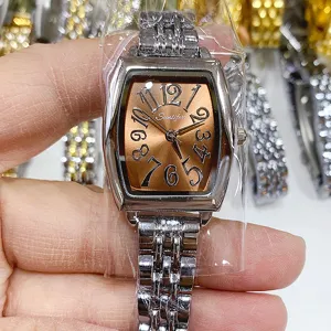 Sunlifex dames tonneau quartz horloge met roestvrijstalen band en bronzen wijzerplaat.