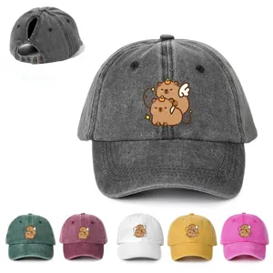 Unisex Pferdeschwanz Baseballkappe Cartoon Capybara Digital Bedruckt Einstellbar Atmungsaktiv Sonnenschutz Outdoor Schattierung Hut Reisen Lässig Sport Gebogene Krempe Runde Krone Kappe