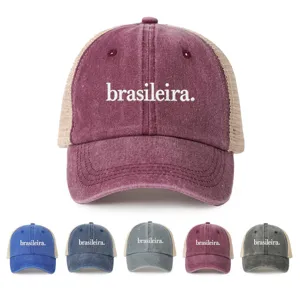 Unisex Washed Distressed Trucker Hat Embroidered Letter Mesh Baseball Cap Adjustable Outdoor Breathable Sun Protection Sun Hat Casual Sport Golf Cap