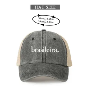 Vintage Washed Trucker Hat Breathable Mesh Baseball Cap Adjustable Head Size 56-58cm