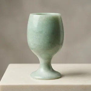Natürlicher Jade Hochfuß Becher grünes kleines Weinkelch handgefertigter Edelstein Trinkbecher
