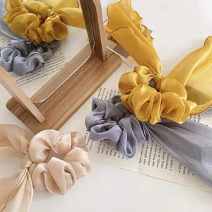 Chouchous de cheveux ruban français style coréen en soie nacrée pour femmes et filles élégantes.