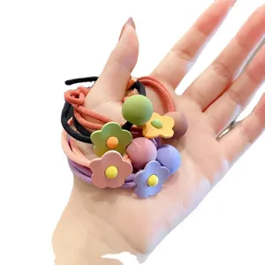 Accessori per capelli elastici con fiori colorati stile ins coreano perline rotonde colori caramella