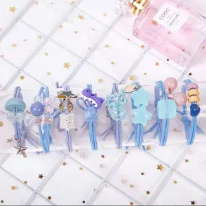 Set di 8 elastici per capelli carini con ciondoli adorabili elastici blu resistenti donna