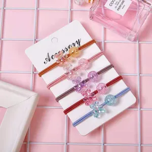 Set di elastici per capelli colorati con orsetto di cristallo, corde per capelli elastiche.
