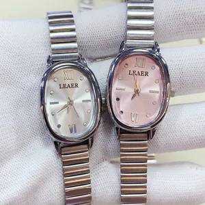 Reloj de Cuarzo para Mujer Moda Vintage Esfera Ovalada Minimalista de Aleación y Acero Inoxidable Reloj de Pulsera para Estudiantes Reloj Elegante