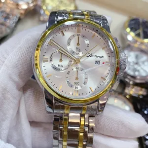Orologio al Quarzo da Uomo in Acciaio Inossidabile Affari Casual Impermeabile Tre Occhi Sei Lancette Calendario Maschile