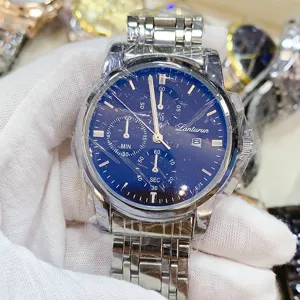 Orologio al quarzo da uomo elegante con cinturino in acciaio inossidabile e cronografo.