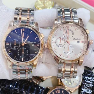 Orologio uomo al quarzo business acciaio inossidabile cinturino bicolore cronografo
