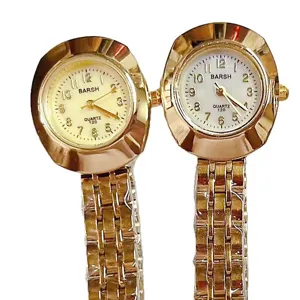Orologio donna quarzo vintage oro con lunetta sfaccettata e cinturino in acciaio.