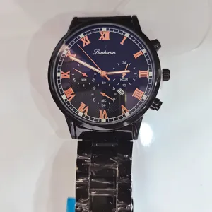 Lanturun Herrenuhr schwarzer Edelstahl Business Freizeit Quarz Kalendar wasserdichte Uhr
