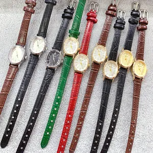Women quartz watch simple niche oval leather strap elegant ladies wrist watch fashion daily