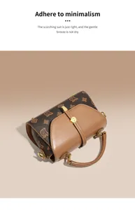 Retro brown monogram women handbag stylish top handle crossbody bag for autumn winter fashion.