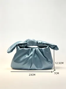 Metallic finish bunny knot handbag women trendy evening clutch stylish purse 23cm compact bag