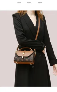Classic fashion patterns women brown shoulder handbag vintage top handle crossbody bag stylish.