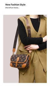 Classic leather baguette bag for women, stylish autumn fashion shoulder and crossbody handbag.