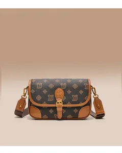 Brown vintage monogram leather shoulder bag crossbody bag for women daily urban use.