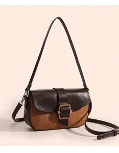 Schicke Damen Umhängetasche in Kontrastfarbe, elegantes Leder und Wildleder Detailansicht.