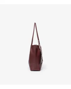 Large capacity commuter tote bag, minimalist dark red leather shoulder bag for women.