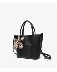 Women fashion genuine leather handbag crossbody shoulder bag with stylish bow details
