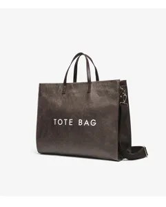 Detailed view of the retro waterproof kraft paper tote bag with large capacity and shoulder strap.