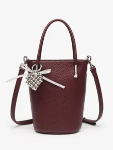 Women's Mini PU Leather Bucket Bag Fashion Casual Crossbody Shoulder Bag Cute Phone Bag Daily Chic Handbag