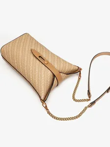 Borsa a tracolla da donna in paglia intrecciata vintage borsa chic minimalista stile secchiello