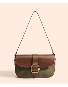 Modische Damen Umhängetasche aus Wildleder im Retro-Design mit stilvollem Farbblock.