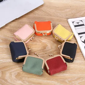 Mini leather kiss lock coin purse and jewelry storage box, portable multi color mini pouch.