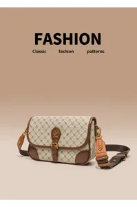 Classic fashion monogram women shoulder crossbody bag with stylish leather trim details.