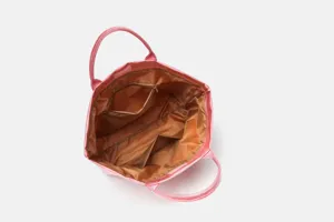 Pink large capacity tote bag commuter handbag with inner pockets for daily work travel shopping