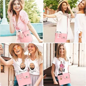 Casual PU Leather Crossbody Bag Women Water Bottle Holder Shoulder Bag Multifunctional Bucket Bag