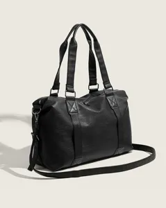 Black large capacity travel duffel bag women casual tote shoulder crossbody luggage bag