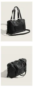 Black travel duffel bag large capacity casual tote bag for women daily outdoor use