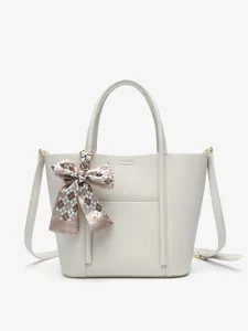 Women leather handbag crossbody tote bag with chic bow scarf versatile 2025 new style