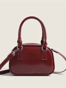Women PU Leather Boston Bag Urban Minimalist Casual Handbag Stylish Stitching Underarm Bag Daily Commuter Shoulder Bag