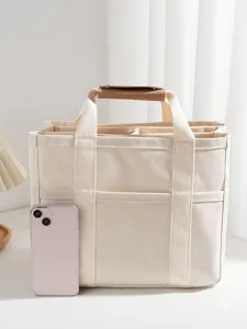 Large Capacity Multifunctional Canvas Tote Bag Casual Shoulder Crossbody Diaper Bag For Women Daily Travel