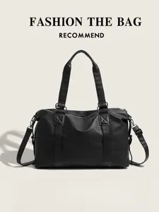 Women Casual Large Capacity Tote Bag PU Leather Travel Duffel Bag Retro Shoulder Handbag Daily Commute Bag
