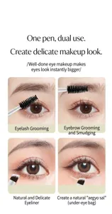 Praktischer doppelseitiger Augenbrauenpinsel und Eyeliner Pinsel fur perfektes Augen Make-up.