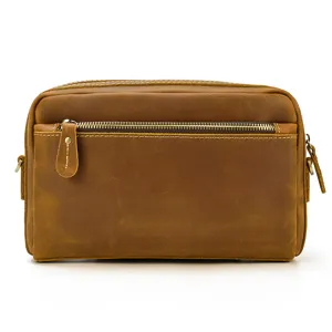 Sac pochette en cuir véritable business et loisirs pour hommes et femmes, vintage.