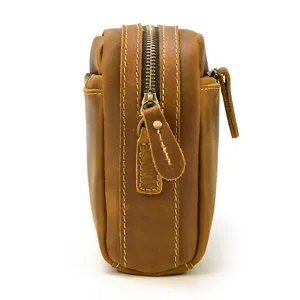 Véritable cuir sac bandoulière décontracté d'affaires détail latéral portefeuille résistant