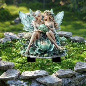 Acryl Elfen Lotus Tuinpaal Waterproof Outdoor Yard Decorative Lawn Ornament Modern Art Fairy Figurine